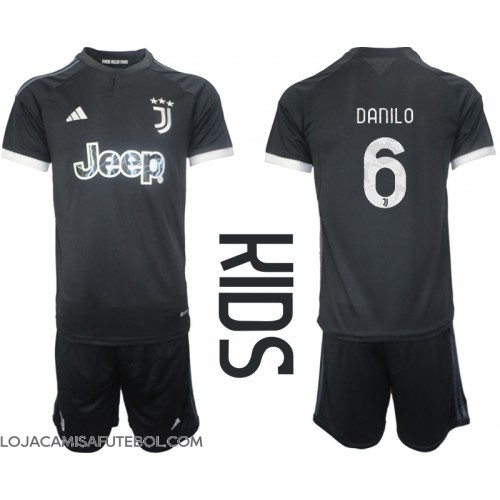 Camisa de Futebol Juventus Danilo Luiz #6 Equipamento Alternativo Infantil 2023-24 Manga Curta (+ Calças curtas)